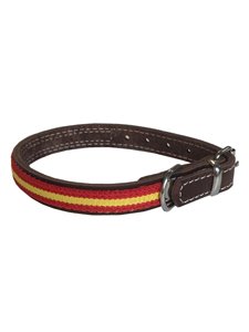 COLLAR CUERO ENGRASADO BANDERA ESPAÑA 38 cm.